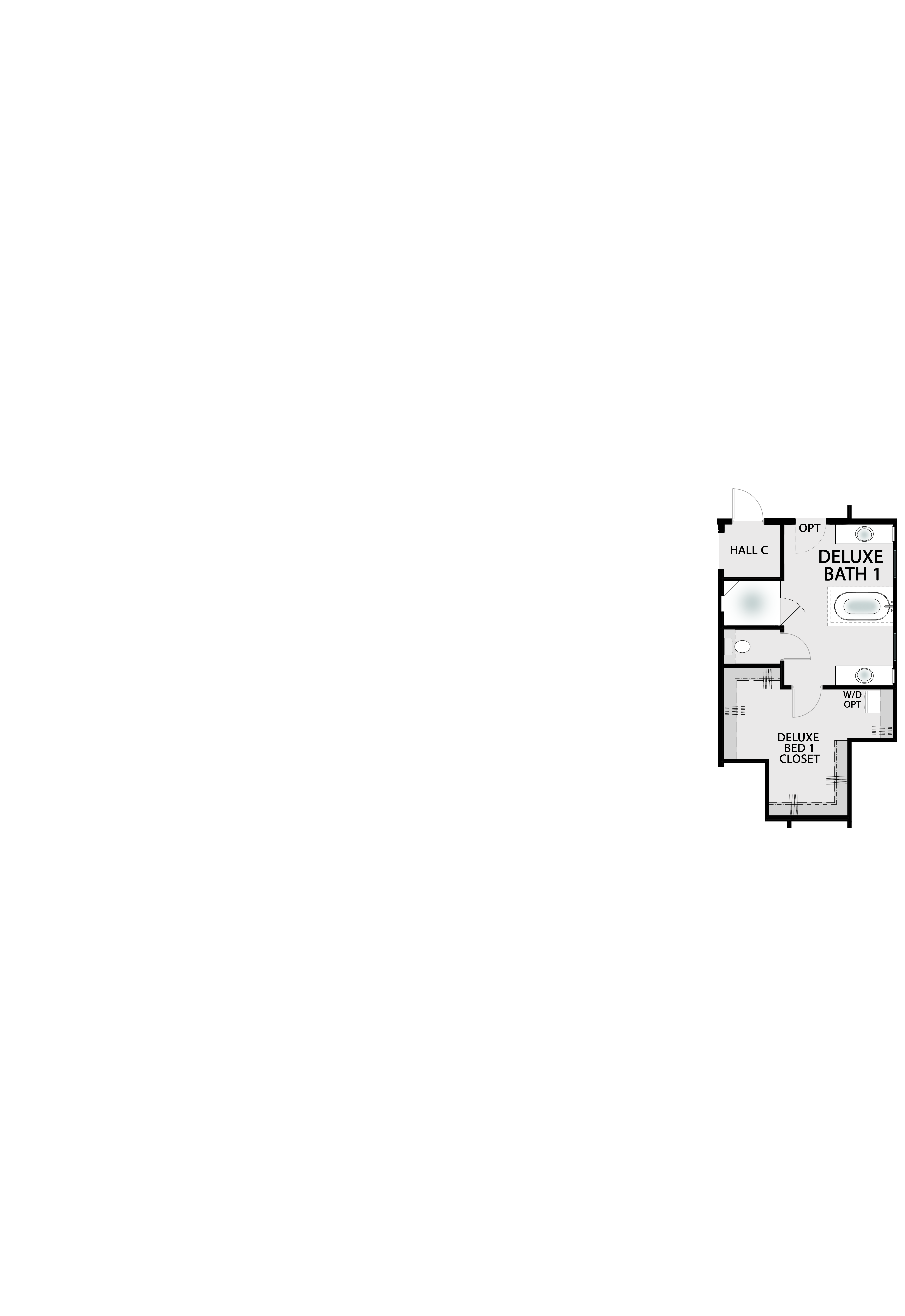 Deluxe Bath 1 structural overlay — expands the primary bathroom by 79 square feet with spa-inspired layout and premium fixtures